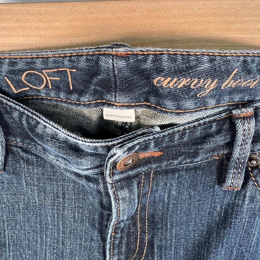 Loft Curvy Bootcut Jeans Womens 8P‎ Blue Medium Wash Denim Petite Stretch Pants - Picture 5 of 8